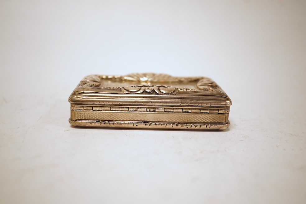 A Victorian silver rectangular table snuff box, Edward Smith, Birmingham, 1838, 86mm, 5.3oz.